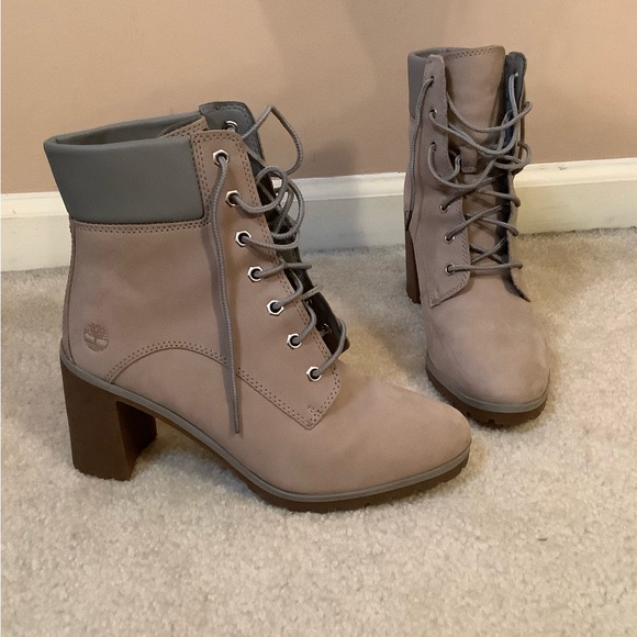 Timberland Shoes - Timberland Women’s Allington 6” Lace Up Heeled Boots Booties Gray Nubuck 7.5